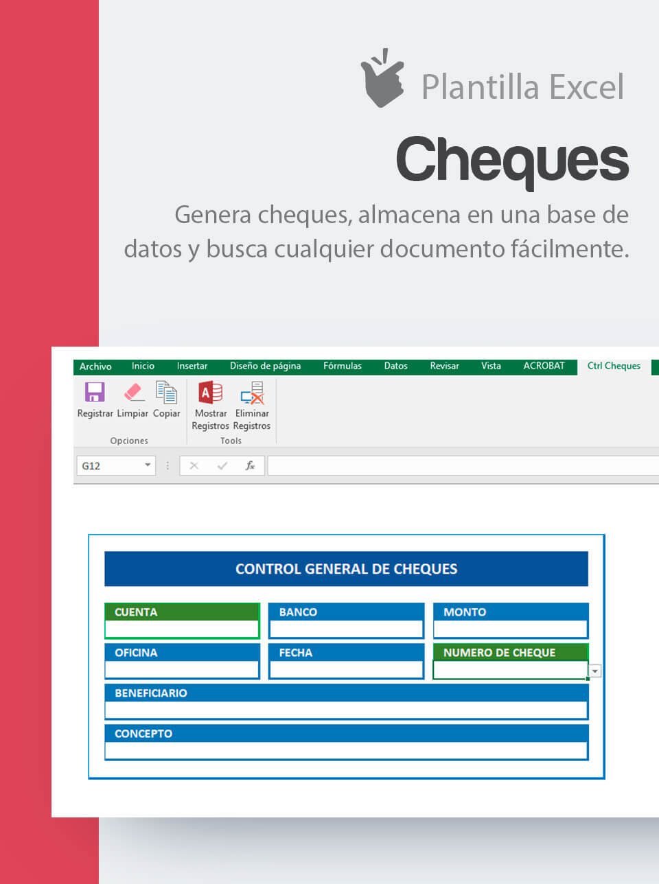 Plantilla para generación de Cheques | Plantilla para emitir cheques |  Cheques