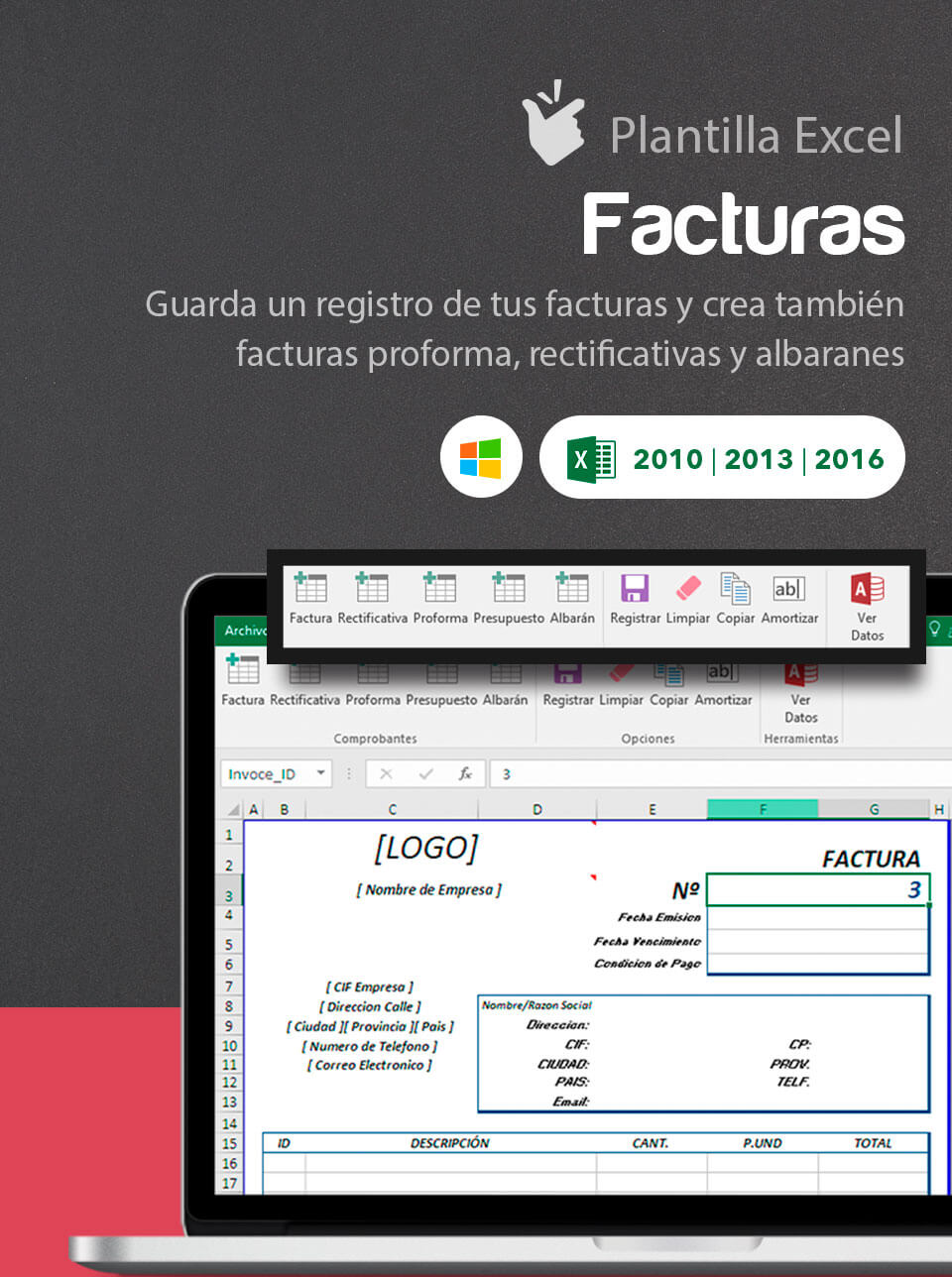 Plantilla para Generación y Registro de Facturas | Modelo de factura