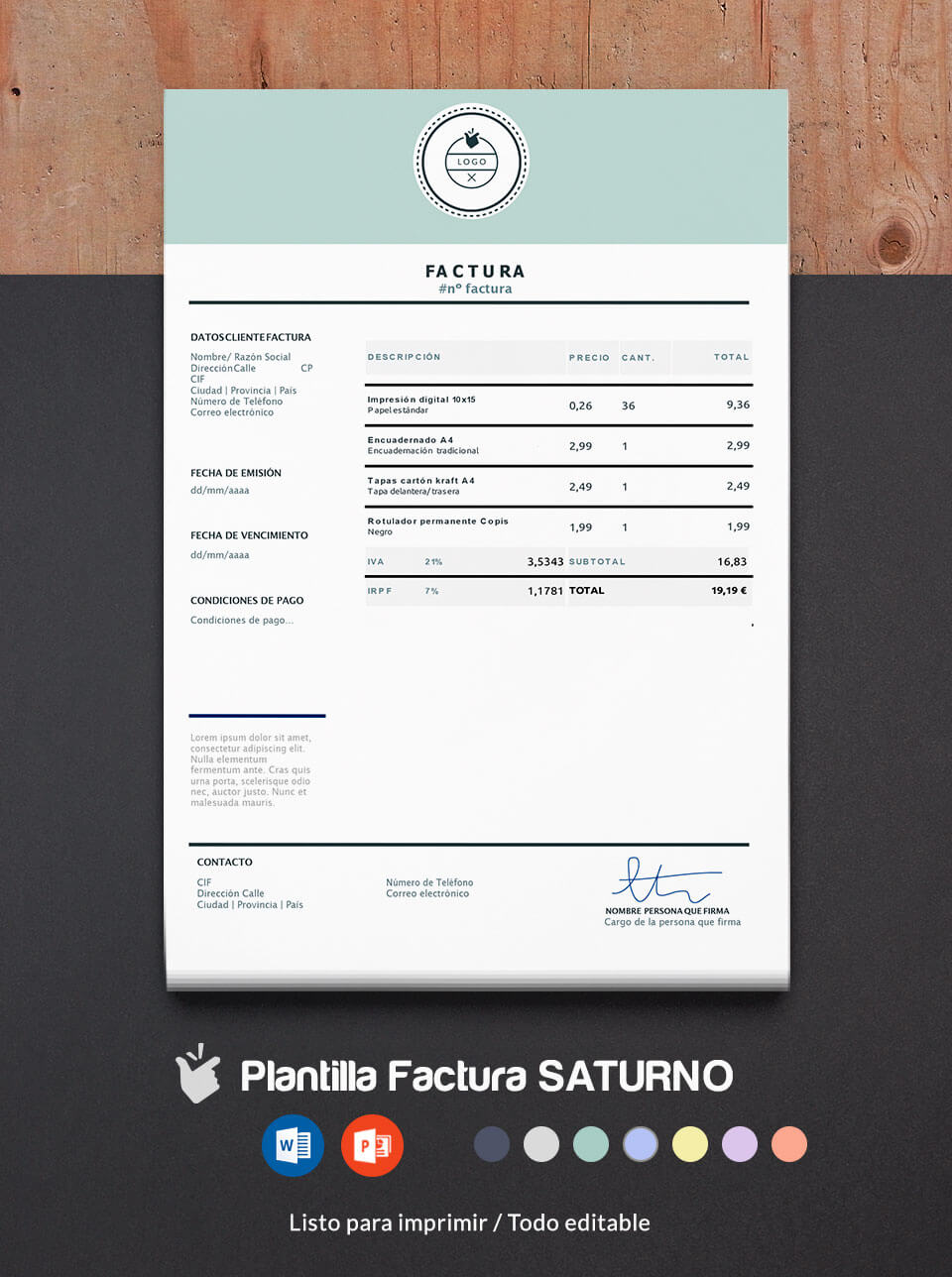 Plantilla Factura Simplificada Word Plantilla para Facturas Modelo Saturno | Modelo factura comercial