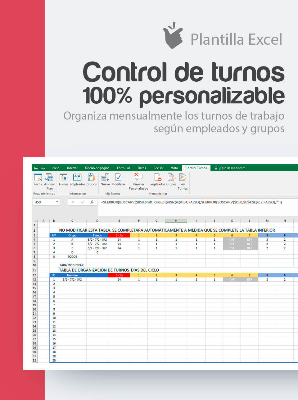 Plantilla Control De Turnos Personalizable Cuadrante De Turnos Complejos