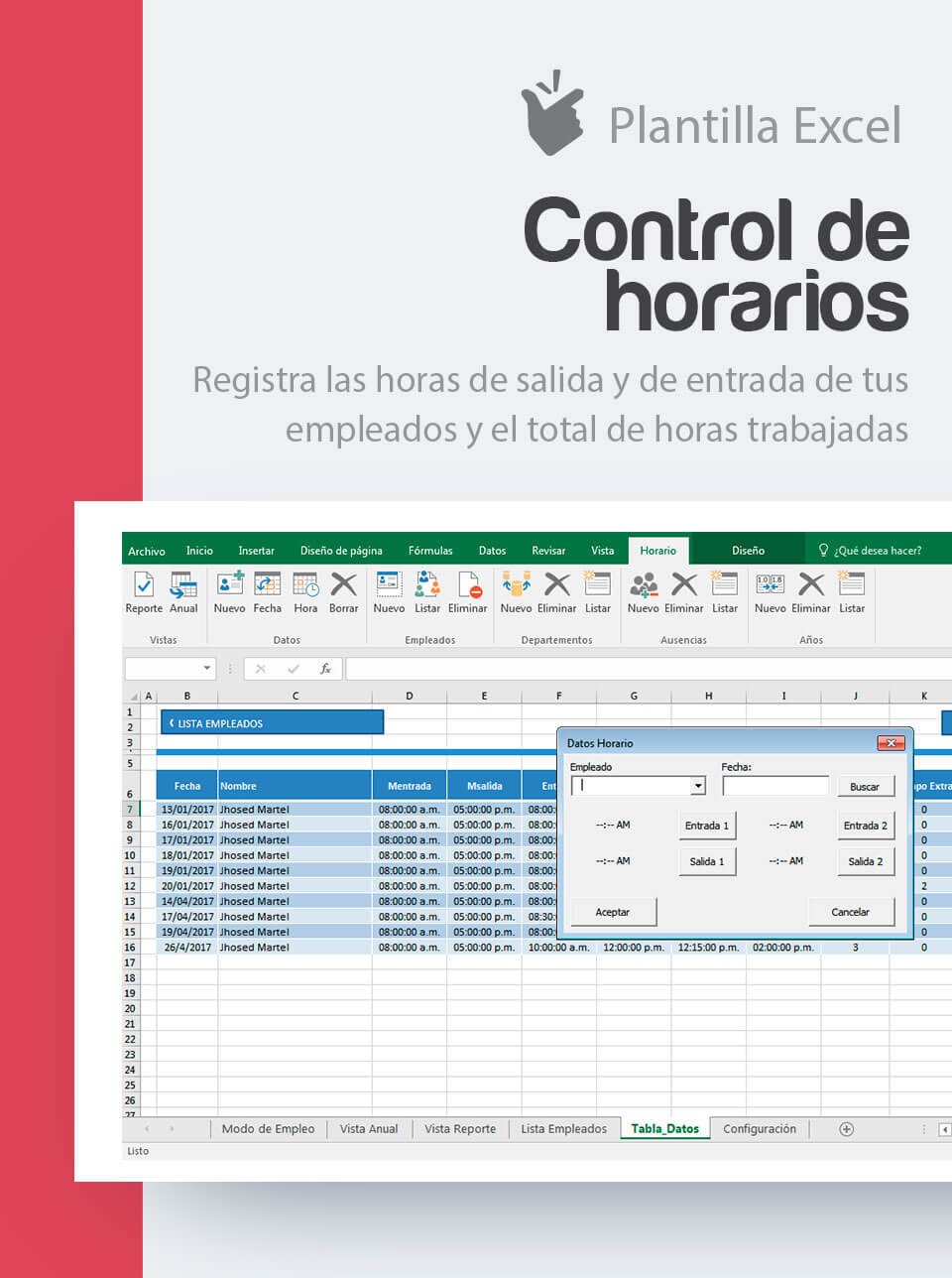 Hoja de control horario en Excel