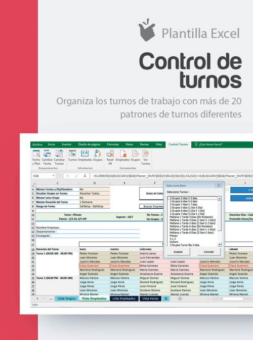Plantilla gestión de turnos laborales