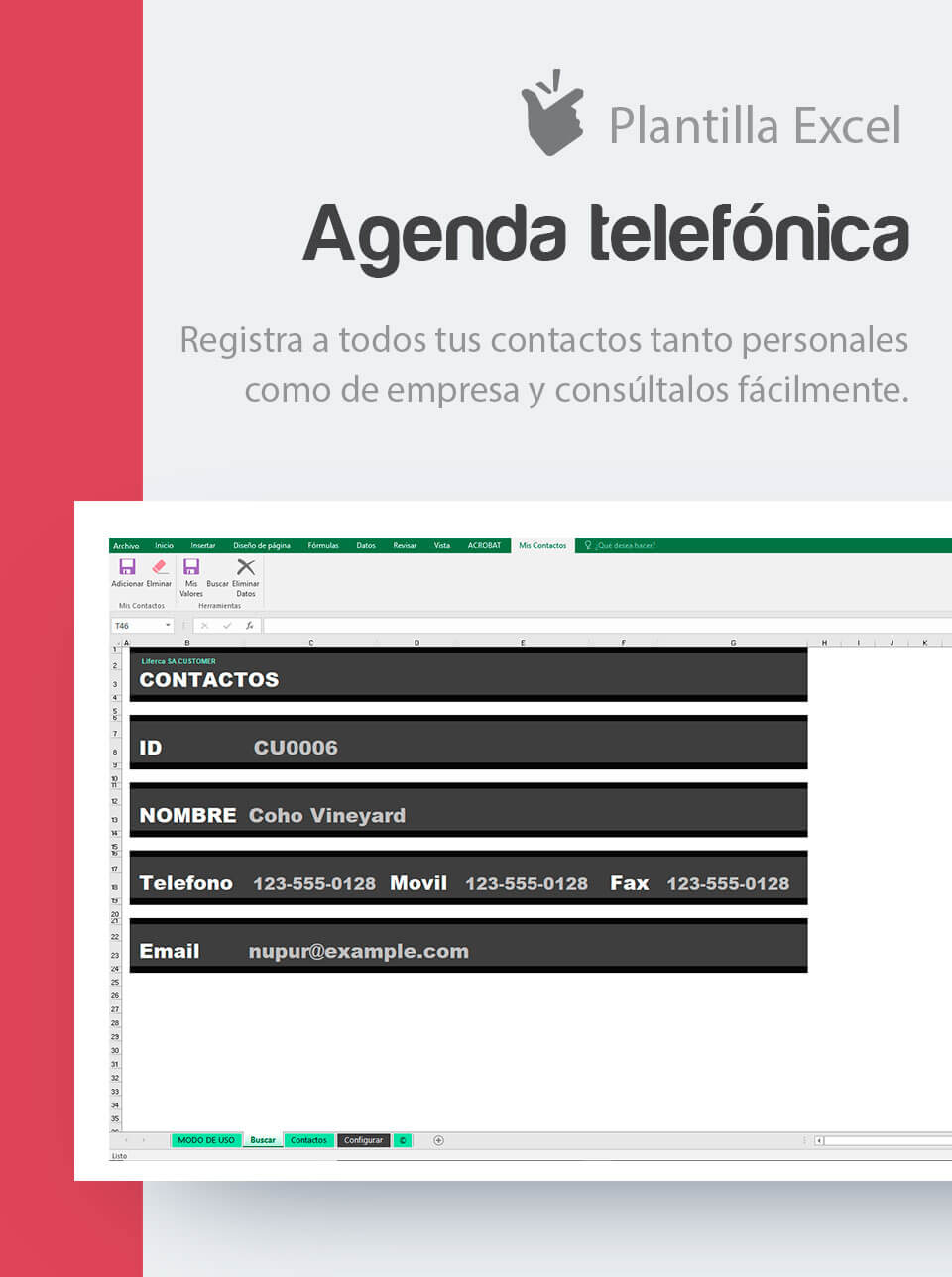 Plantilla Agenda Telefónica | Plantilla empresarial listin de contactos