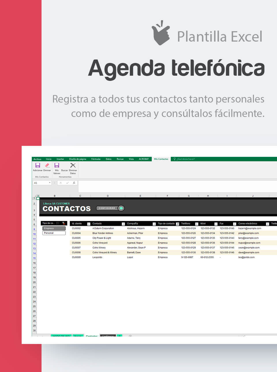 Plantilla Agenda Telefónica | Plantilla empresarial listin de contactos