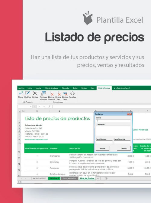 Gestión de precios de productos