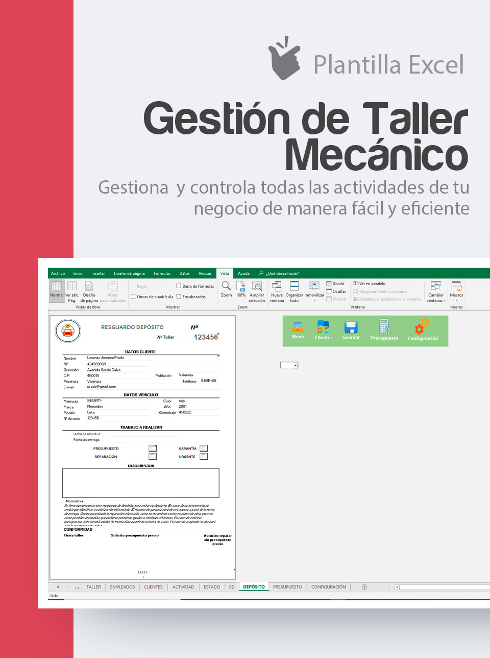 Plantilla Gestión de Taller Mecánico | Plantilla control de taller mecánico